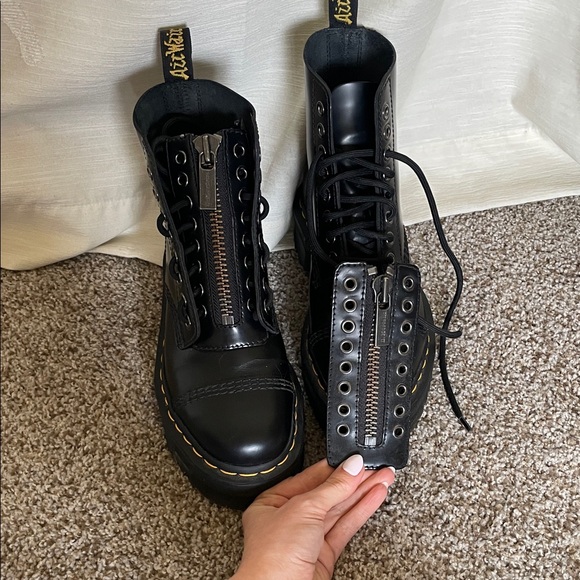 Dr. Martens Black Leather Platform Lace-Up Boots - Picture 4 of 5